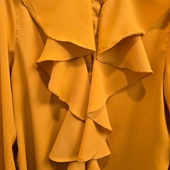 Yellow Ruffle Front Poets Blouse - Picture 2 of 5